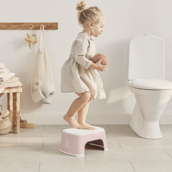 Marche pied enfant rose pastel et blanc