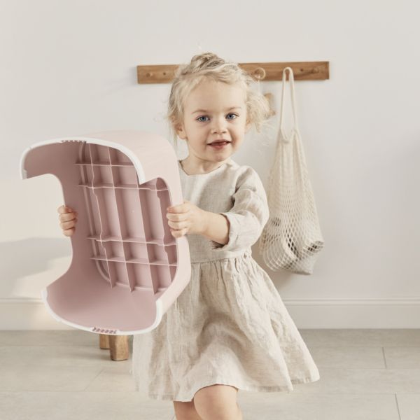 Marche pied enfant rose pastel et blanc
