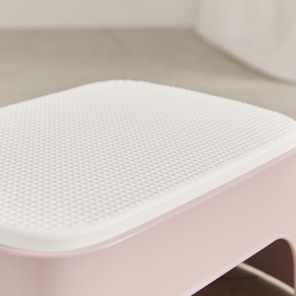 Marche pied enfant rose pastel et blanc