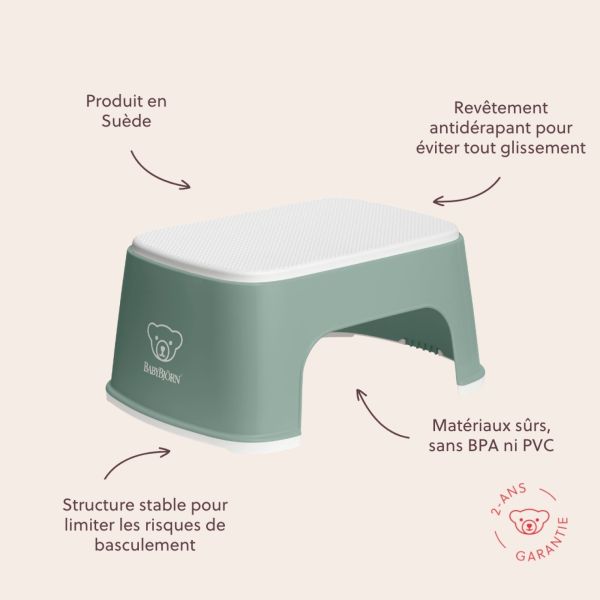 Marche pied enfant vert profond et blanc