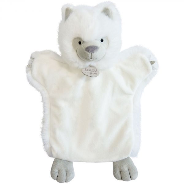 Doudou marionnette Loup Blanc