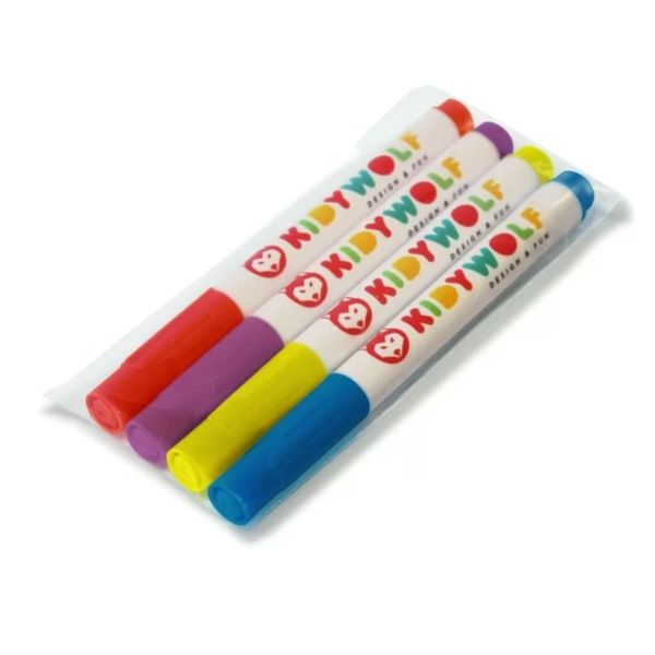 Lot de 4 marqueurs fluorescents néon effaçables Kidymarker RMCB