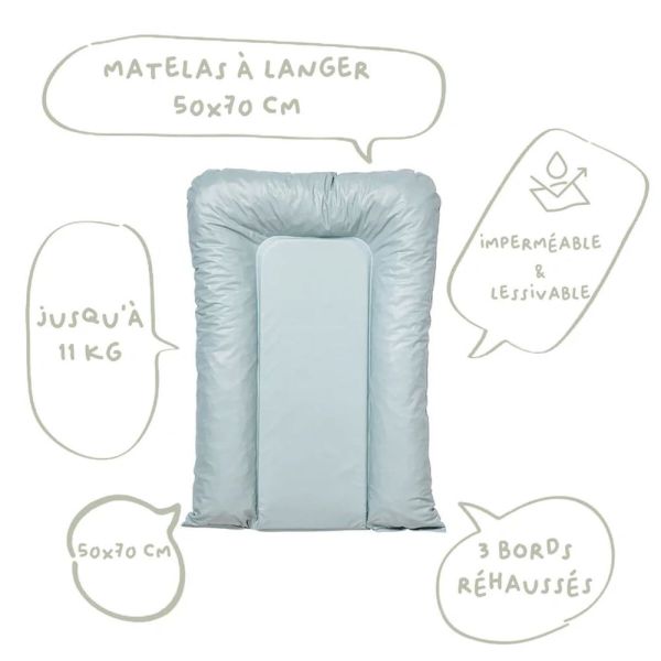 Matelas à langer Luxe  Flocons Bleu / vert - 50X70CM