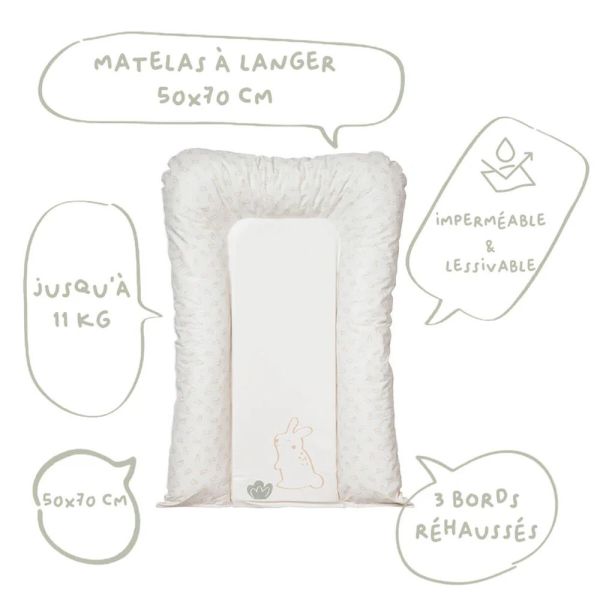 Matelas à langer Flocons Greenland lapins - 50X70CM