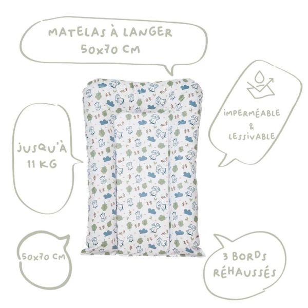 Matelas à langer Flocons Greenland renards - 50X70CM