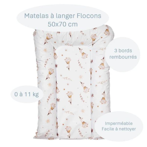 Matelas à langer Flocons Oies - 50X70CM