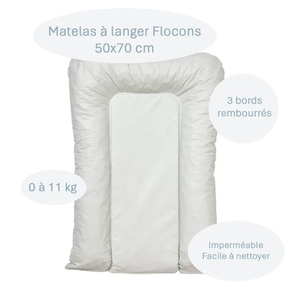Matelas à langer Flocons Vert d'eau - 50X70CM