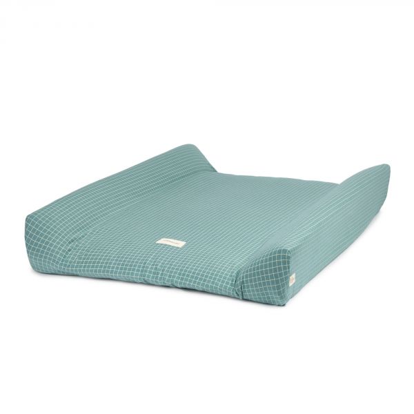 Matelas à langer Zen avec housse Stories Teal Cream Grid