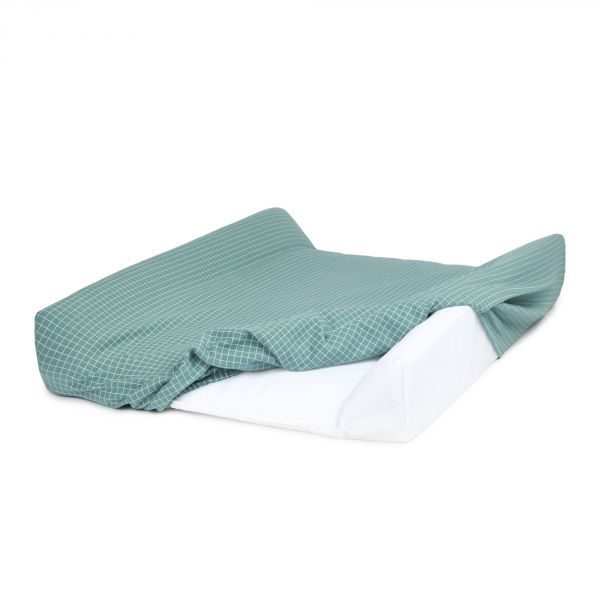 Matelas à langer Zen avec housse Stories Teal Cream Grid