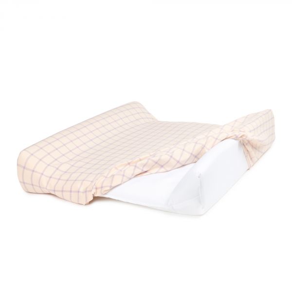 Matelas à langer Zen avec housse Stories Powder Mauve Grid