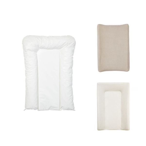Pack matelas à langer flocons écru + 2 housses écrue et taupe