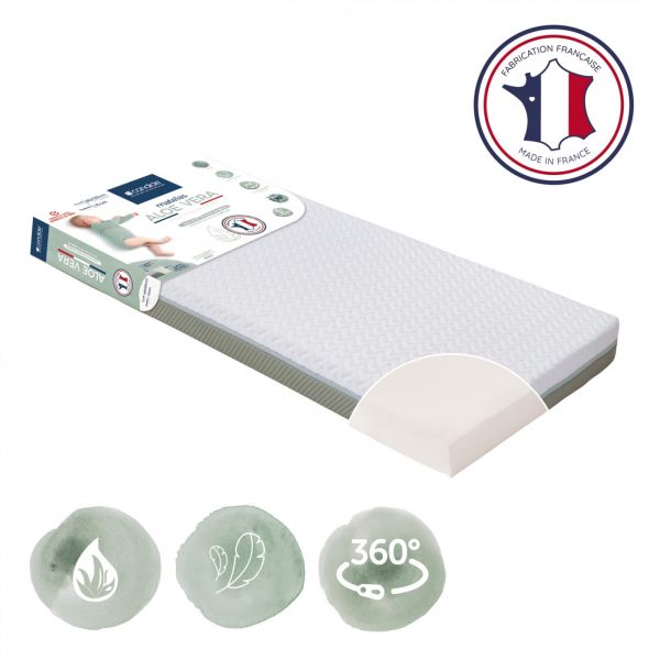 Matelas Aloé vera déhoussable 60 x 120 cm