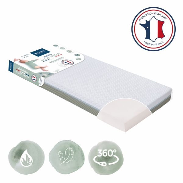 Matelas Aloé vera déhoussable 70 x 140 cm