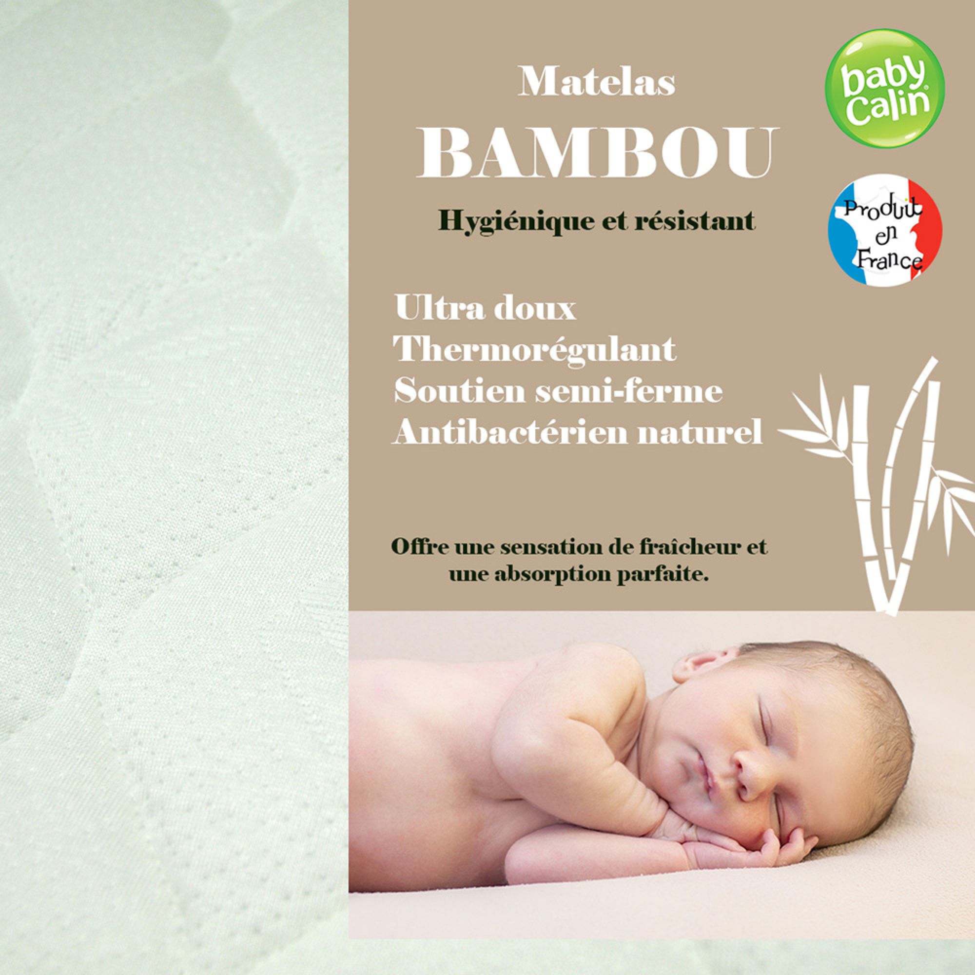 Babycalin Matelas Bebe Bambou 60x1 Cm Made In Bebe