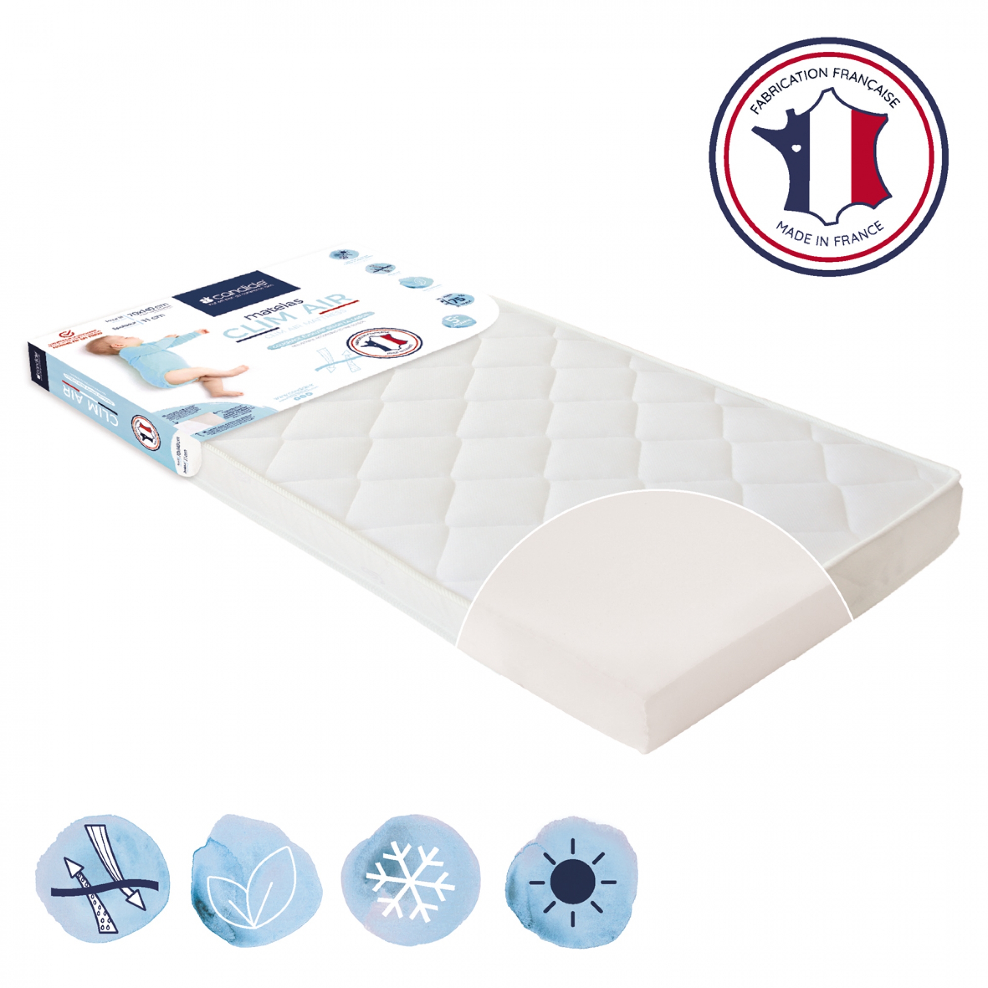 Candide Matelas Bebe Clim Air 70 X 140 Cm Made In Bebe