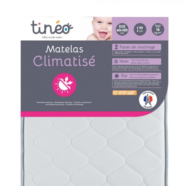 Pack matelas climatisé + alèse blanc + drap housse blanc - 60 x 120 cm