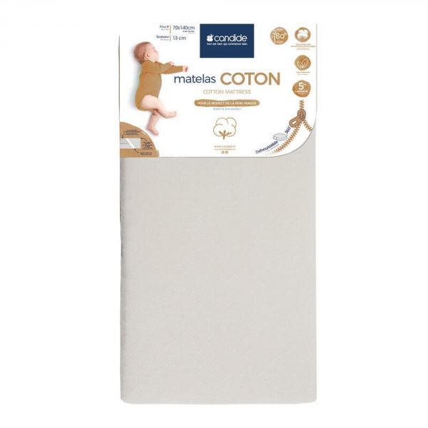 Matelas bébé 70x140 cm coton déhoussable