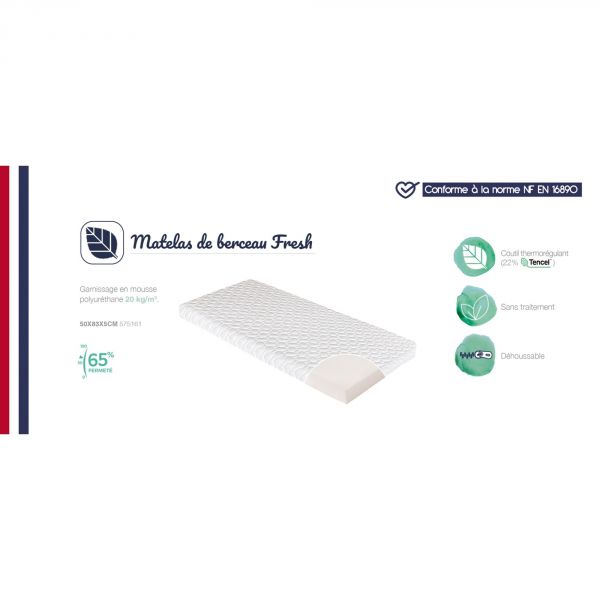 Matelas de berceau Fresh 50x83x5 cm