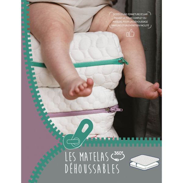 Matelas bébé 70x140 cm évolutif Fresh déhoussable 360°