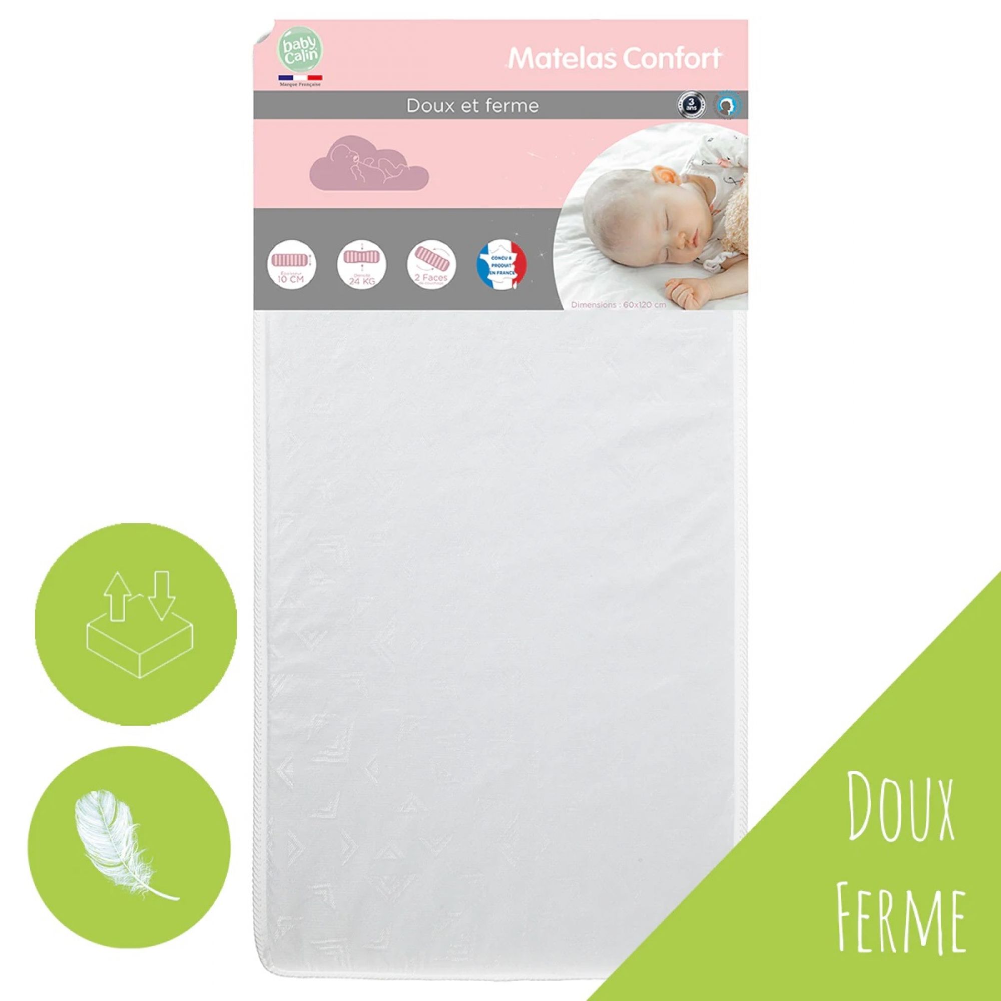 SENTIVI - Matelas Bebe 60x120 cm, 3 en 1 - Matelas, Plan incliné