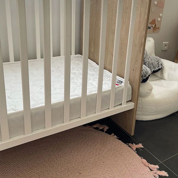 Pack Matelas bébé climatisé + alèse blanc + drap housse écru - 60 x 120 cm