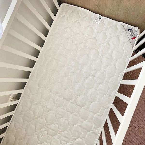 Pack Matelas bébé climatisé + alèse blanc + drap housse écru - 60 x 120 cm
