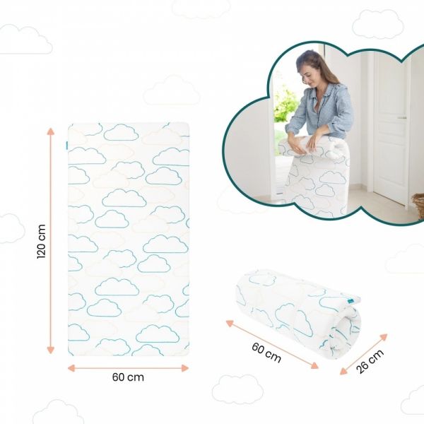 Matelas de voyage Cosy'Lite blanc motif nuage