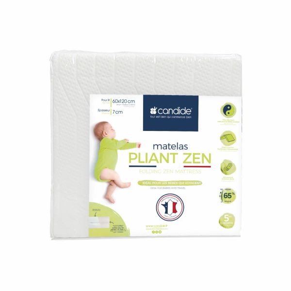 Matelas bébé Zen pliant 60 x 120 cm déhoussable