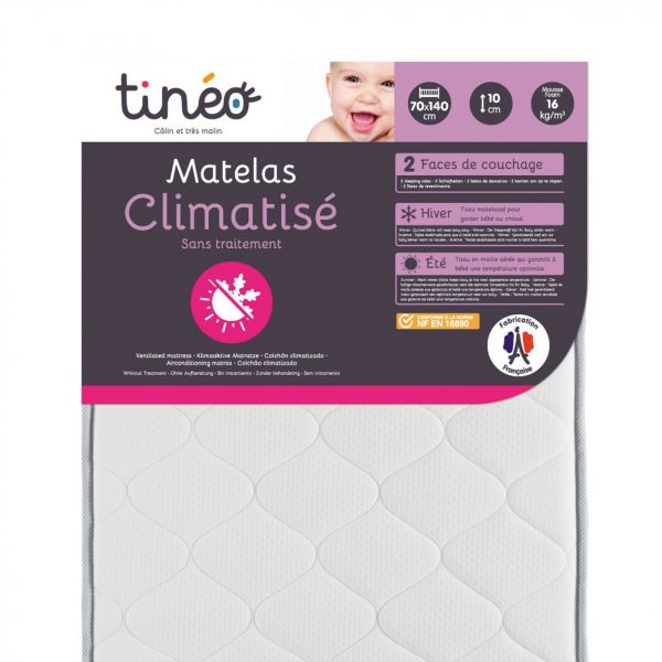 Pack matelas climatisé + alèse blanc + drap housse blanc - 70 x 140 cm