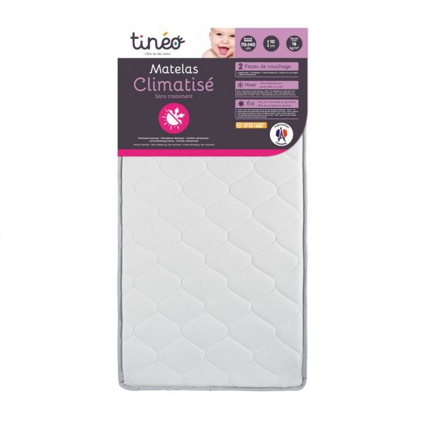 Pack matelas climatisé + alèse blanc + drap housse blanc - 70 x 140 cm