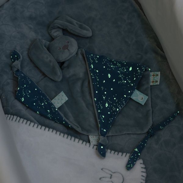 Maxi doudou Lapidou phosphorescent Glow avec motif imprimé vert de gris