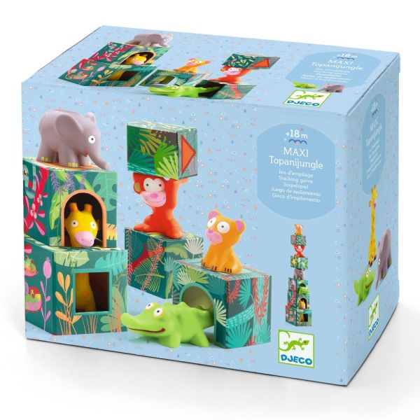 Cubes d'éveil à empiler avec 5 figurines Maxi Topanijungle