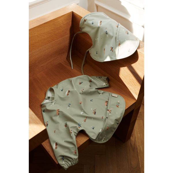 Bavoir manches longues Merle Vehicles dove blue mix