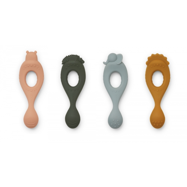 Lot de 4 cuillères bébé Liva Safari Rose Multi Mix