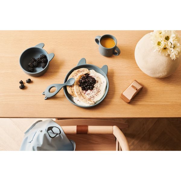 Coffret repas bébé silicone Vivi Rabbit Whale Blue