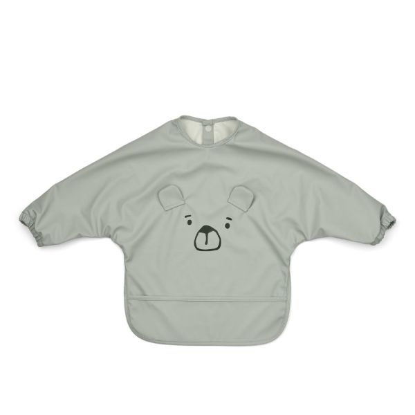 Bavoir manches longues Merle Mr Bear Dove Blue
