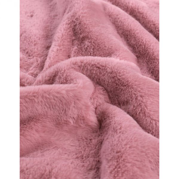 Couverture nomade pour siège auto hiver en fausse fourrure rose et écru