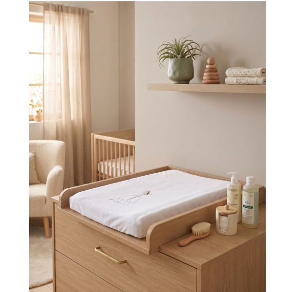 Housse de matelas à langer en éponge - Plumes de lune