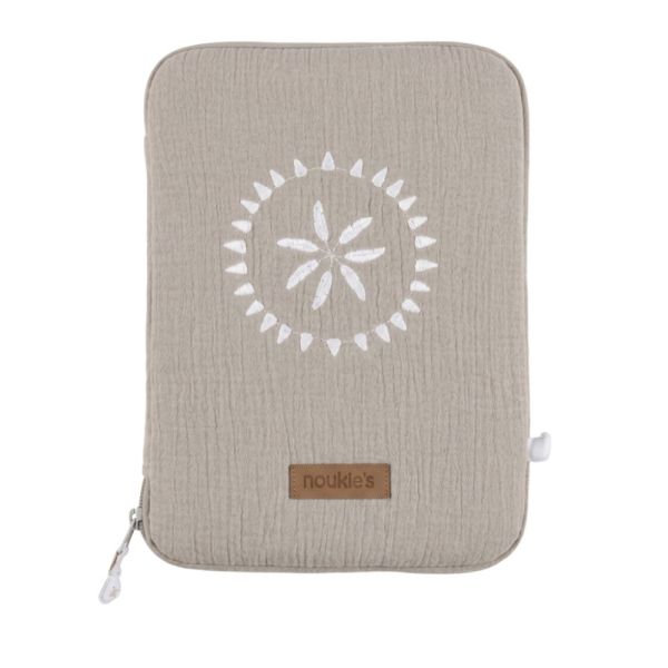 Protège carnet de santé plumes de lune Beige