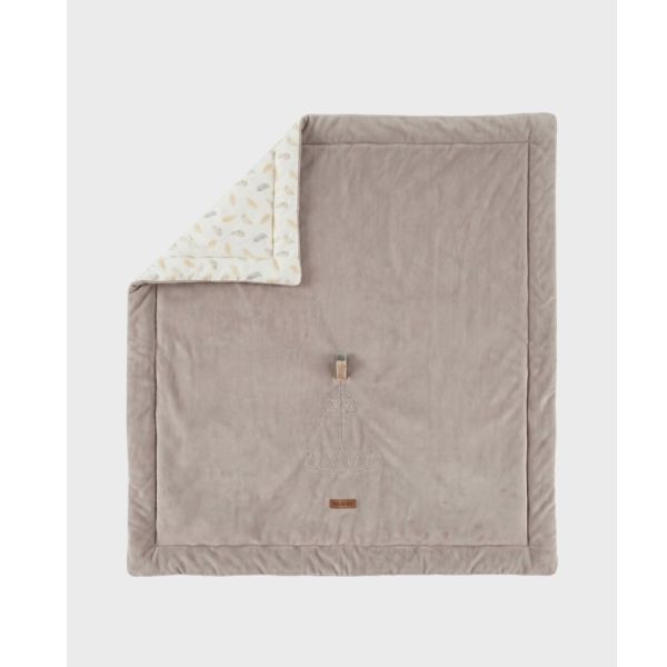 Tapis de jeu et de parc reversible 100cm en veloudoux Plumes de lune