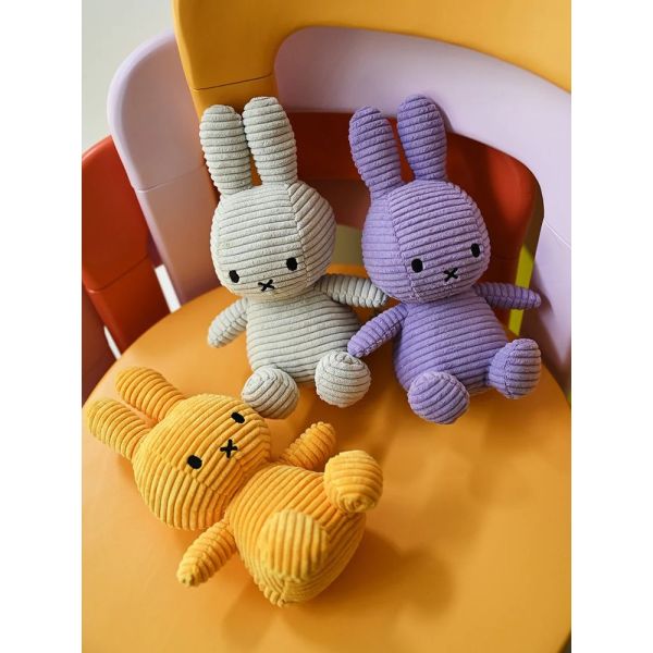 Peluche lapin Miffy velours côtelé éco 23 cm Jaune