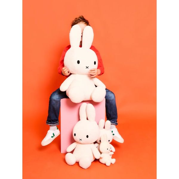 Peluche lapin Miffy velours côtelé éco 33 cm Blanc
