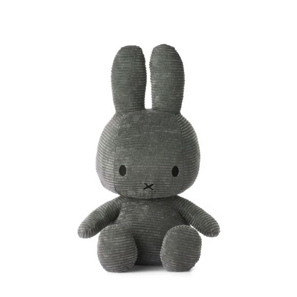 Peluche lapin Miffy velours côtelé éco 50 cm Gris