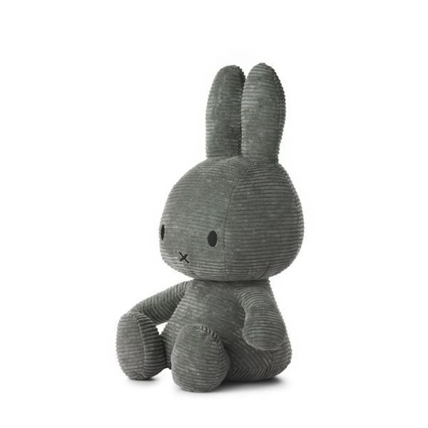 Peluche lapin Miffy velours côtelé éco 50 cm Gris