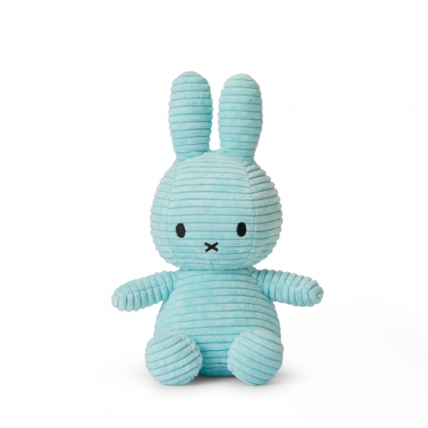 Peluche lapin Miffy velours côtelé bleu pastel 23 cm