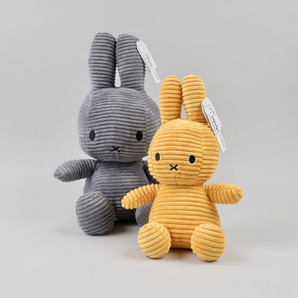 Peluche lapin Miffy velours côtelé moutarde 23 cm