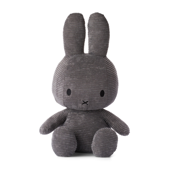 Peluche lapin Miffy velours côtelé anthracite 50 cm