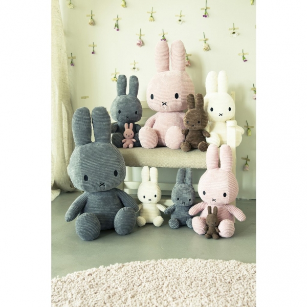 Peluche lapin Miffy velours côtelé anthracite 50 cm