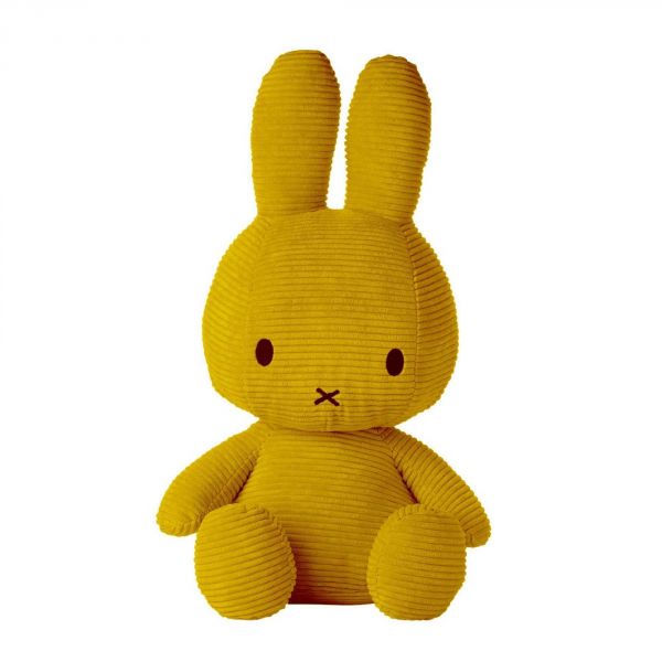 Peluche géante lapin Miffy velours côtelé moutarde 70 cm