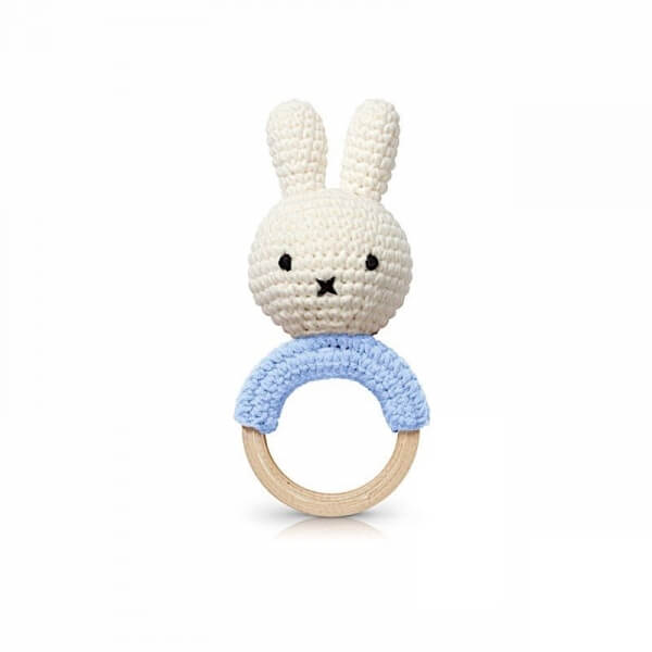 Hochet anneau de dentition Miffy bleu pastel